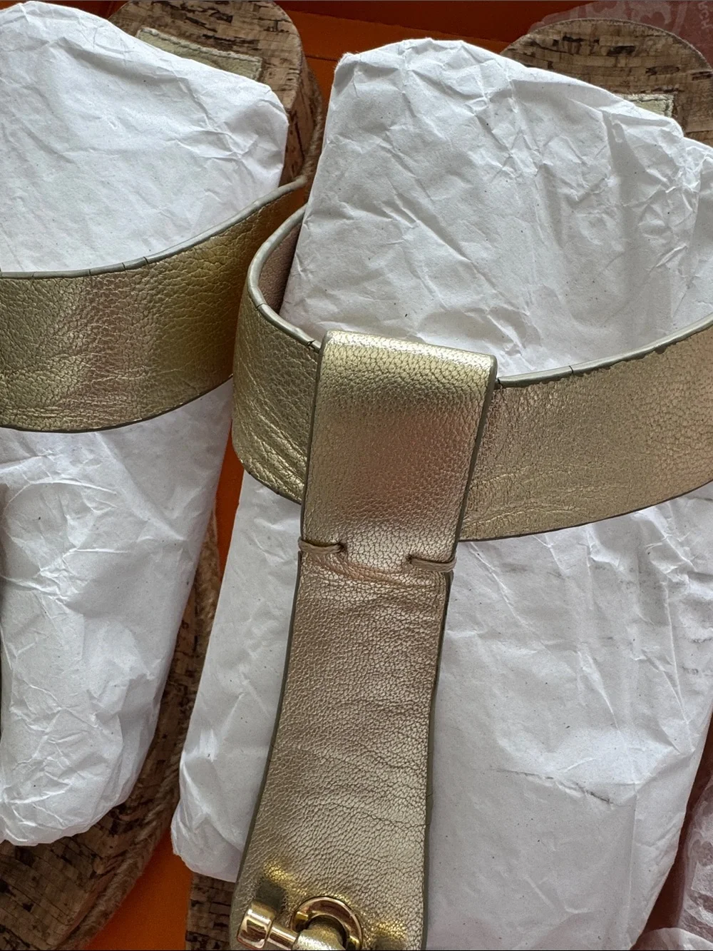 Tory Burch Armando Leather Cork Footbed Flat Thong - Gold, Size 8